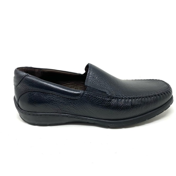 Johnston & Murphy Crawford Venetian Loafer Black Tumbled FG Leather EEE WIDTH